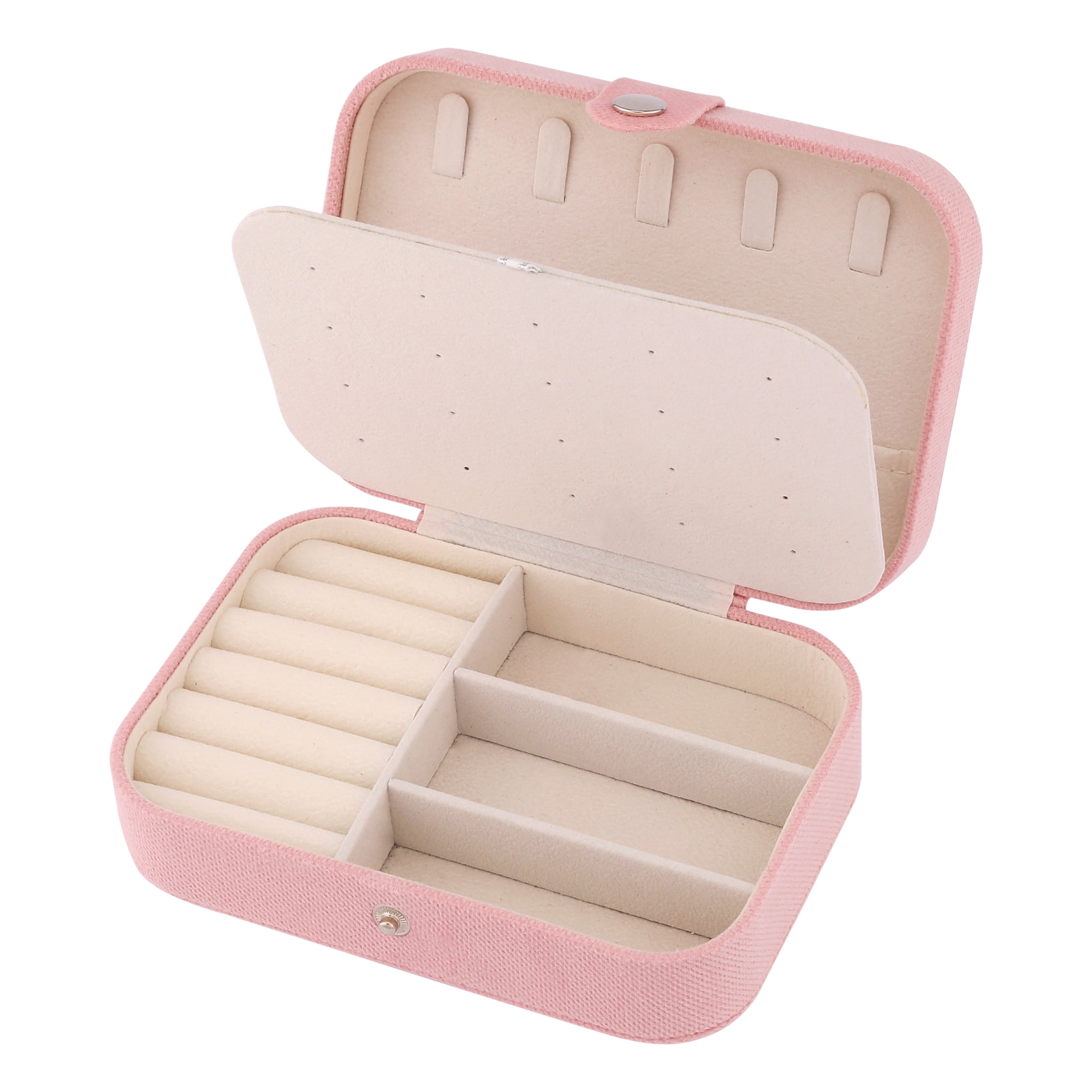 Unique Bargains Travel Compact Jewelry Box for Women Pink