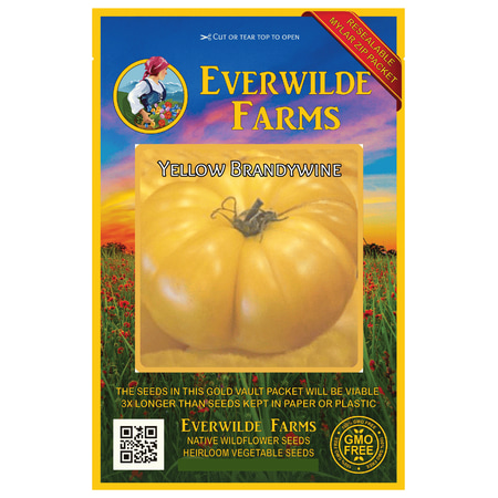 Everwilde Farms - 50 Yellow Brandywine Heirloom Tomato Seeds - Gold Vault Jumbo Bulk Seed
