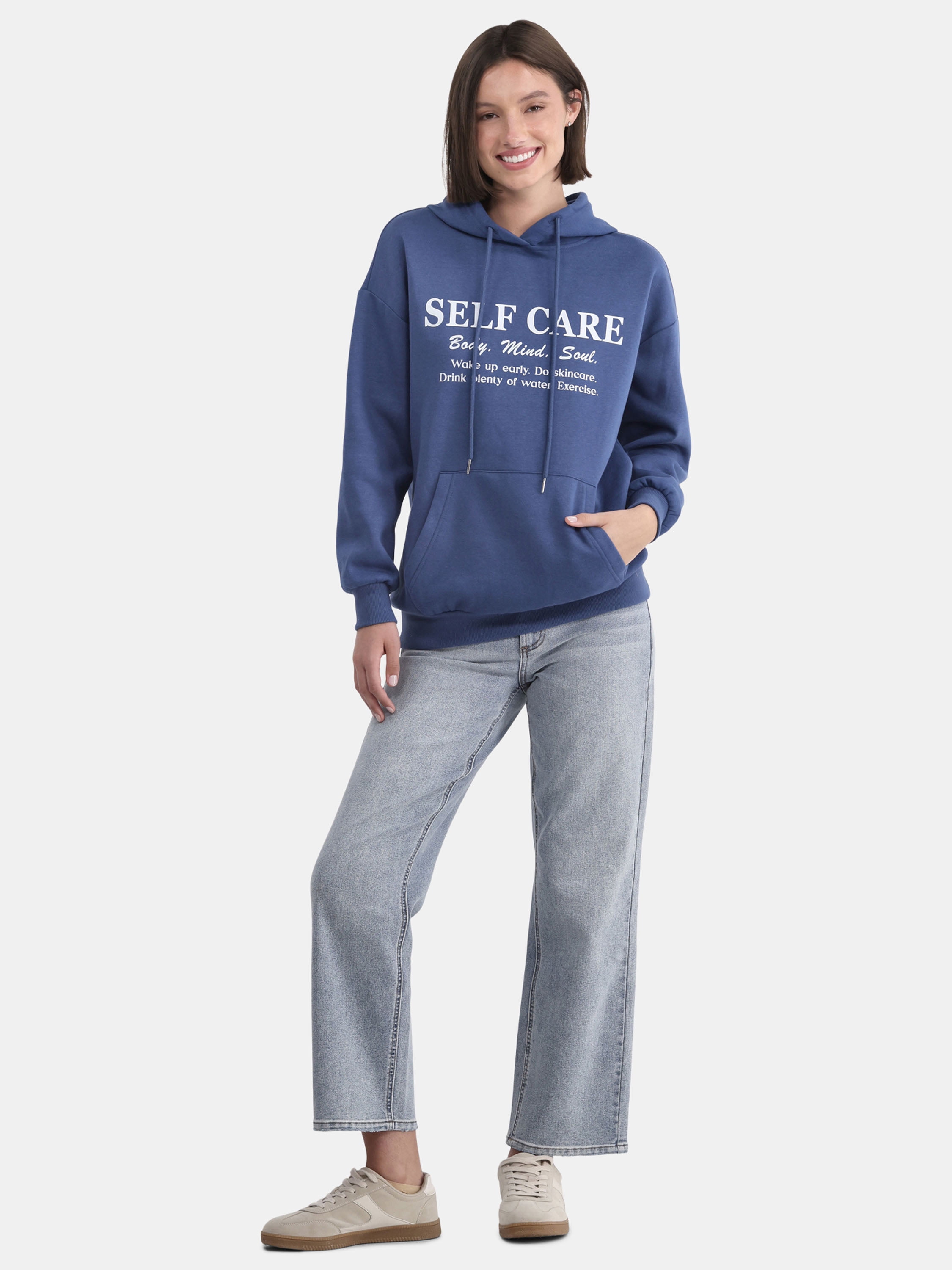 No Boundaries Oversized Printed Hoodie, Women's and Women’s Plus