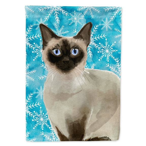 Carolines Treasures CK3114CHF Siamese Winter Snowflake Flag Canvas House Size  Large multicolor