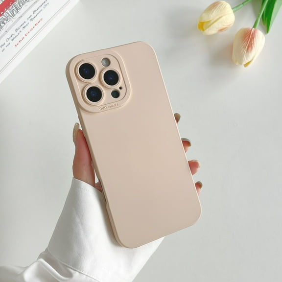 Allytechgroup Liquid Silicone Slim Phone Case for Apple iPhone 14, Ultra Thin Camera Lens Protective Anti-Scratch Shockproof Case Cover for Women Men, Khaki