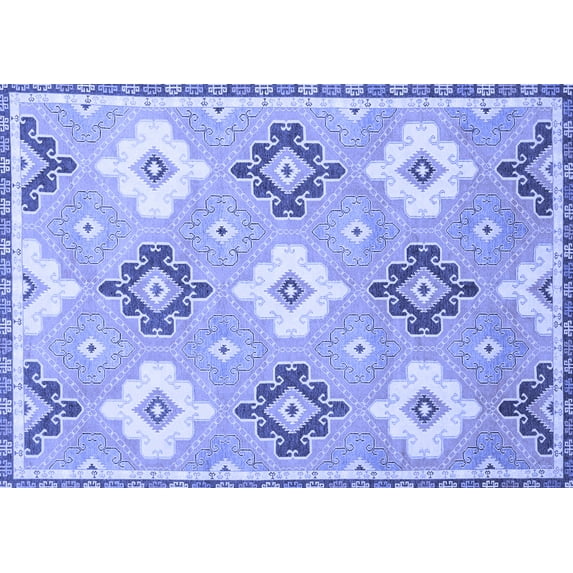 Ahgly Company Machine Washable Indoor Rectangle Abstract Blue Modern Area Rugs, 6' x 9'