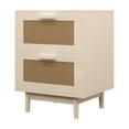 thumbnail image 4 of 2-Tier Night Stand, Wood Small Dresser with 2 Rattan Decorated Drawers, 23" Modern Bedside Table with Storage, Sofa Side Table for Living Room,Bedroom, 4 of 9