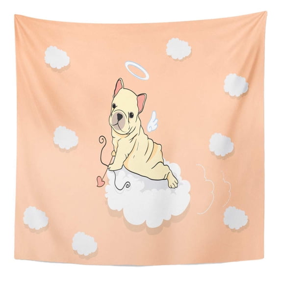 UFAEZU Pink Valentine French Bulldog Puppy Cupid Dog Arrow Wall Art Hanging Tapestry Home Decor for Living Room Bedroom Dorm 60x80 inch