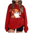 thumbnail image 1 of Pisexur Chandail d'Halloween pour Femmes, Chandail en Molleton Décontracté d'Automne, Chandail à Manches Longues à Col Rond, Chandails à la Mode avec Citrouille Graphique, Chandails à Capuchon d'Halloween, Hauts à Enfiler, 1 of 3
