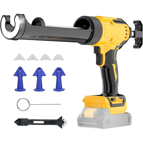Cordless Electric Caulking Gun Compatible with De Walt 20V Max Battery(NO BATTERY), 310ml/10oz Caulk tubes, LED Light, Auto Retract, 6 Speed Caulk Gun No Drip for Filling, Sealing, Repairing