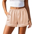 thumbnail image 5 of yillto Womens Satin Shorts Casual Summer Elastic Waist Lounge Silky Shorts Comfy Shorts with Pockets, 5 of 5