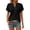 #0138-Black, variant on Women’s Textured V-Neck Blouse Short Sleeve Button Front Casual Linen Tops Solid Color Loose Fit Lightweight Breathable Summer Shirts