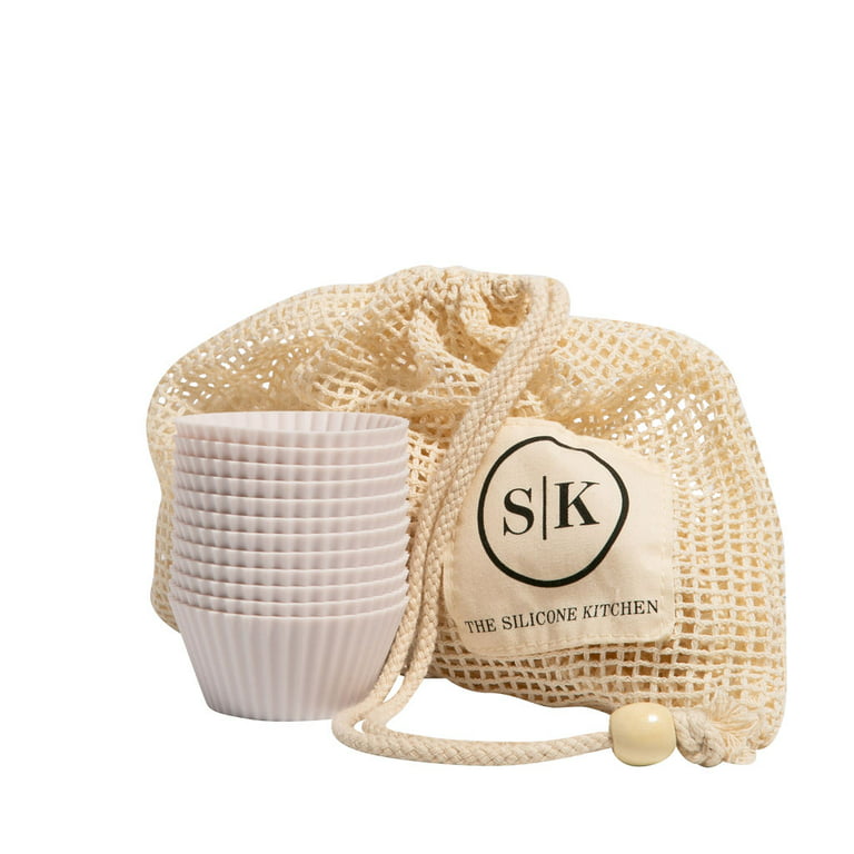 The Silicone Kitchen Reusable Silicone Baking Cups - Designer White, Non-Toxic, BPA Free, Dishwasher Safe (12 Pack, Regular)