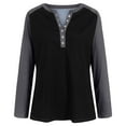 thumbnail image 6 of UngA Tshirts for Women Womens Button Crew Neck Sweater Fall Long Sleeve Henley Shirts Trendy Loose Knit Pullover Tops Black,L, 6 of 7