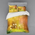 thumbnail image 2 of Flower Duvet Cover Set, Hazy Dandelion Field Wild Nature Pastel Grass Spring Themed Floral Work of Art, Bedding Set with Shams and Fitted Sheet, 3 Sizes, by Ambesonne, 2 of 3
