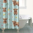 thumbnail image 4 of Blue Highland Cow Flower Pattern Shower Curtain 36"x72" ,Bathroom Decorative Shower Curtains Set with 12 Hooks,Modern Waterproof Washable Shower Curtain, 4 of 6