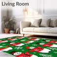 thumbnail image 2 of ODIKA 5'x7' Machine Washable Non-Slip Area Rug, Joyful Snowman Parade With Decorative Snowflakes And Evergreen Sprigs High Traffic Rug, Green, 734230, 2 of 7
