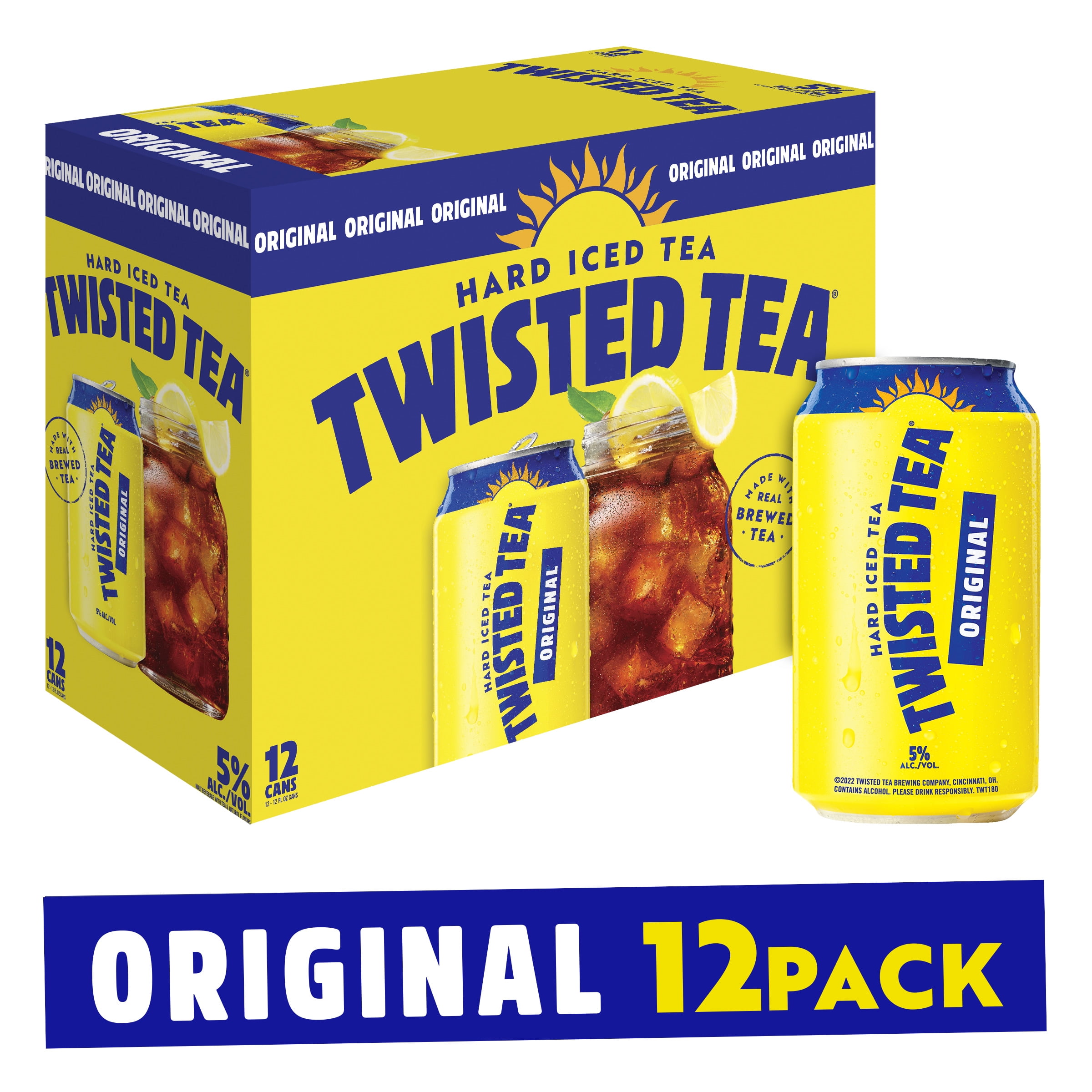 Twisted Tea Original Hard Iced, 12 pack beer cans, 12 fl oz