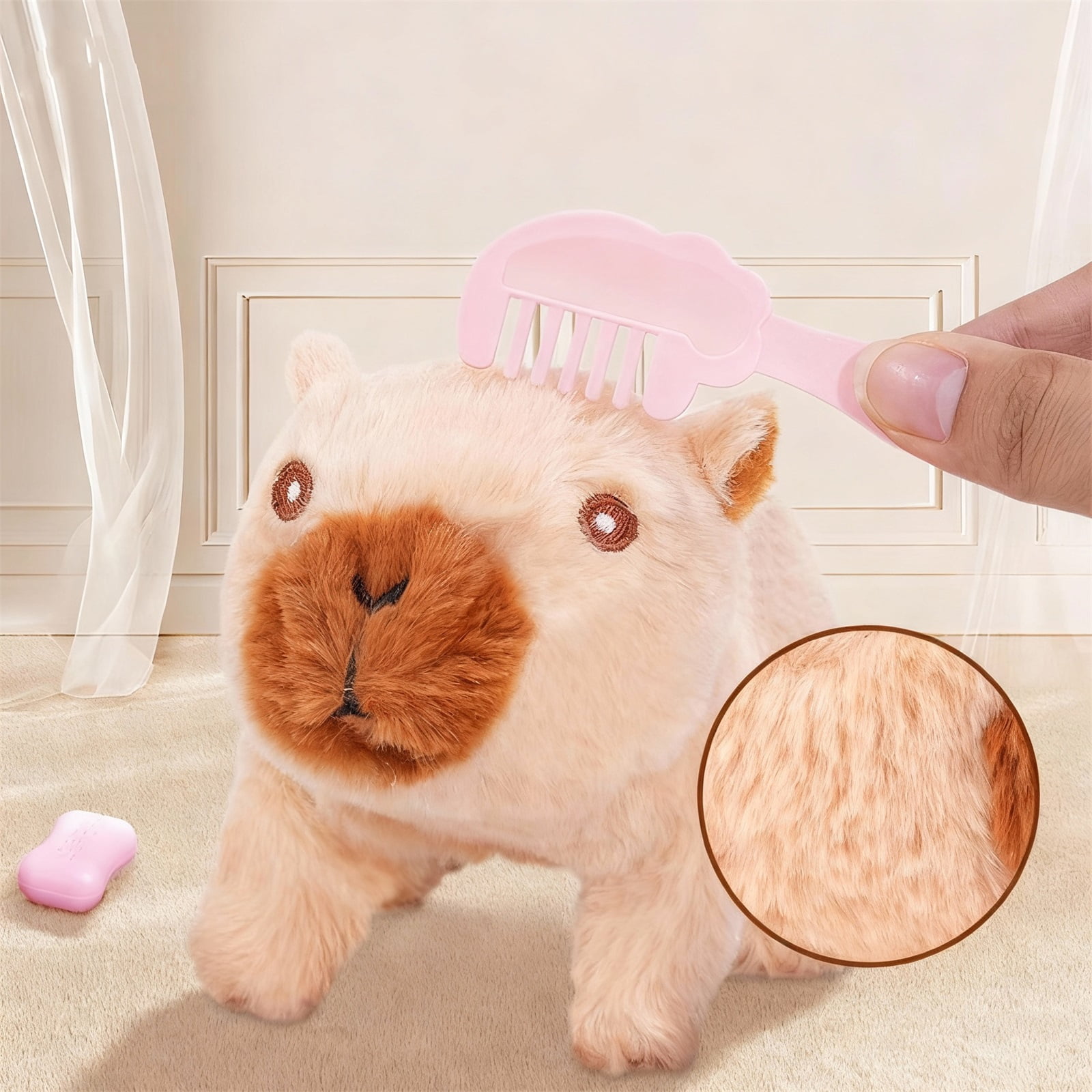 Walking Capybara Toys - 8.66Inch Electronic Capybara Walking and Make Sounds, Storage Cage and Accessories, Perfect Christmas Halloween Birthday Gifts