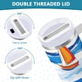 thumbnail image 3 of Yayeee 40oz Stainless Steel Tumbler with Straw and Handle Double-Wall Insulated Travel Water Bottle, Orange Sailboats, 3 of 8