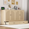 thumbnail image 3 of Queen Murphy Bed with Charging Station & 2 Drawers, Mobile Murphy Chest Bed with Black Handles, Cabinet Bed for Home Office or Small Room, Space-Saving Murphy Bed, White, 3 of 9