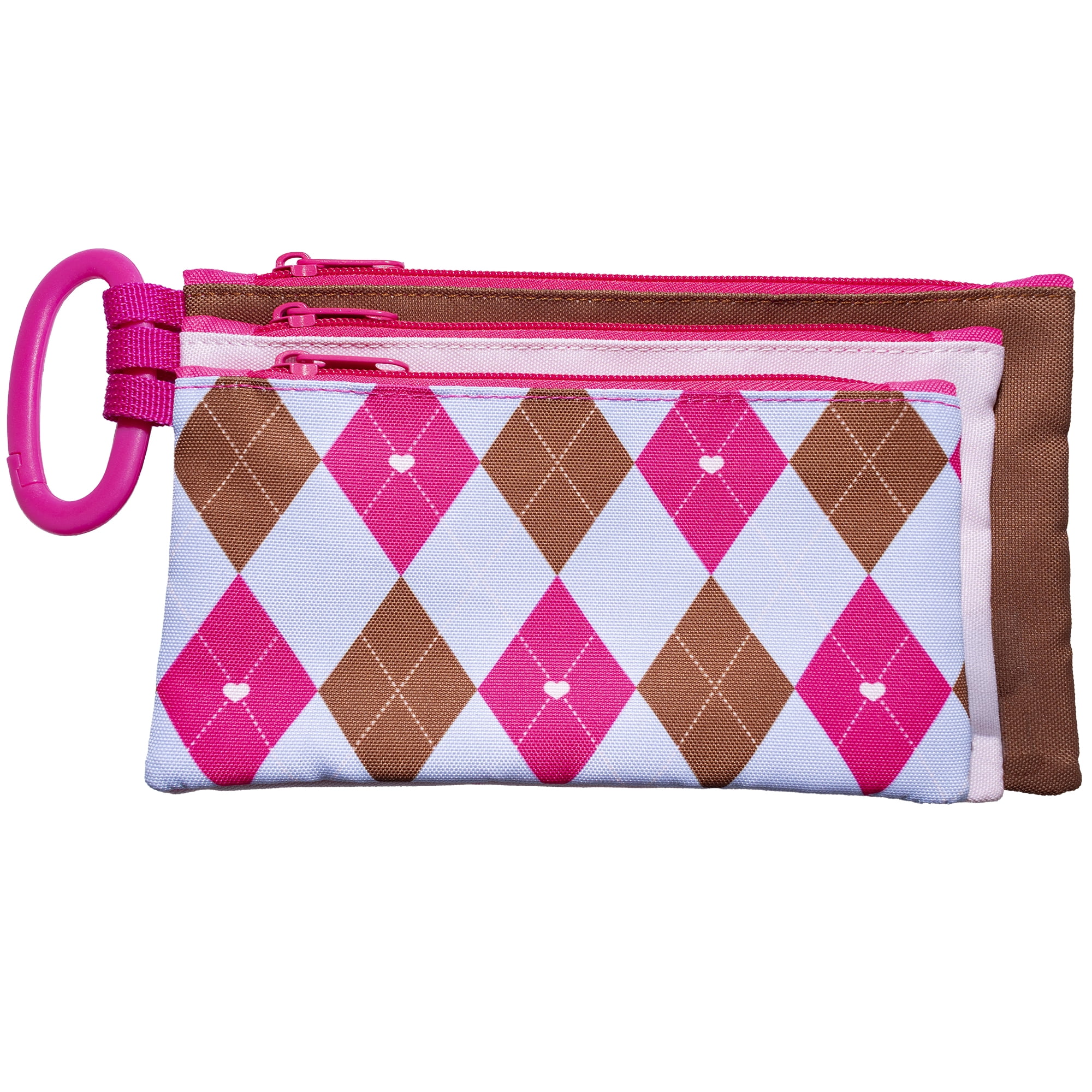 Pen+Gear 3 Pouch Pencil Case, Pink, For School, Office and Accessory