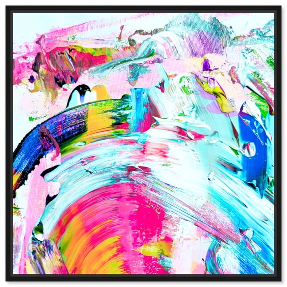 Unusually Bright Canvas Colorful Abstract Wall Art by Art Remedy, Black Frame, 12" x 12"