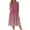 #077 Pink, variant on QIJIE Petite Women Dresses Spring Summer 3/4 Sleeve Holiday Boho Floral Casual Sundress Crew Neck Vacation Midi Dress A-Line Flowy Swing Wedding Guest Dresses with Pockets Army Green L