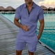 thumbnail image 1 of WILLBEST Conjunto de Pantalones Cortos Casuales de Manga Corta para Hombre, Cómodo Traje de Verano para Uso Diario, Tejido Suave y Transpirable, Traje Elegante para Caminar y Ir de Compras., 1 of 5