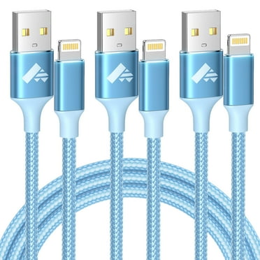 XUDUO iPhone Charger, 3 Pack 10FT Nylon Braided 3A Fast Charging iPhone Cord Compatible with iPhone 14/13/12/11/10-Blue