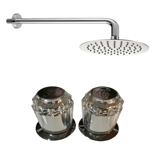 Regadera Redonda 15cm Rubinett Con Brazo Chapeton y Manerales Acero inóxidable Cromada Espejo De Lujo