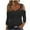 Black, variant on Cavosen Womens Shirts 3/4 Sleeves V Neck Cold Shoulder Pullover Shirts Comfort Plain Blouse Dressy Flowy Loose Fit Tees Eyelet Ring Tops Fashion Lightweight Autumn Black S