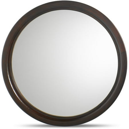 Canopy Round Mirror, Mahogany Finish