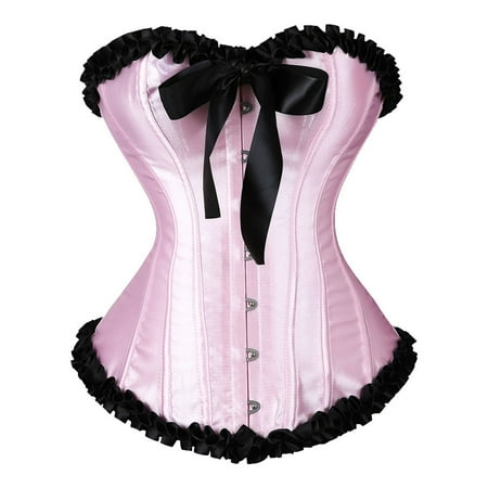 YOTMKGDO Shapewear Tummy Control  Women S Lace Up Boned Overbust Corset Bustier Lingerie Bodyshaper Top (#1 Pink  XL)