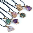thumbnail image 3 of Zhuge Natural Deep Amethyst Quartz Pendant Necklace, Irregular Raw Crystal Stone Adjustable Rope Clavicle Chain Healing Reiki Jewelry Gift, 3 of 4