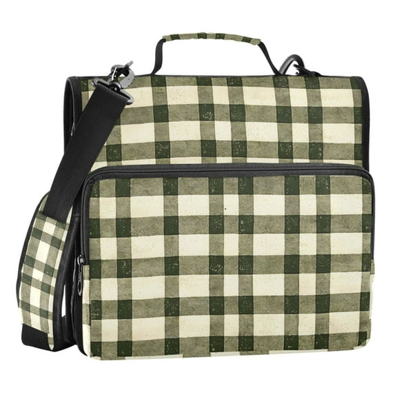 ALAZA Zipper Binder Retro Checkered Grid 3 Ring Trapper Keeper File Folder Organizer Bag