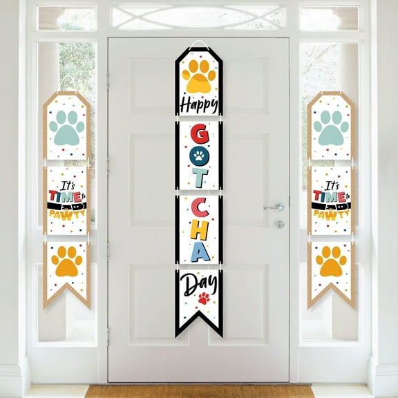 Big Dot of Happiness Happy Gotcha Day - Hanging Vertical Paper Door Banners - Dog and Cat Pet Adoption Party Wall Decoration Kit - Indoor Door Decor