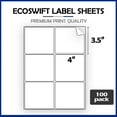 thumbnail image 2 of EcoSwift Brand Premium Self Adhesive Shipping Labels for Laser & Inkjet Printers, 3.3 in. x 4 in., 6 UP, White, 3 1/3 x 4, Pack of 600 Labels, 100 sheets, 2 of 5