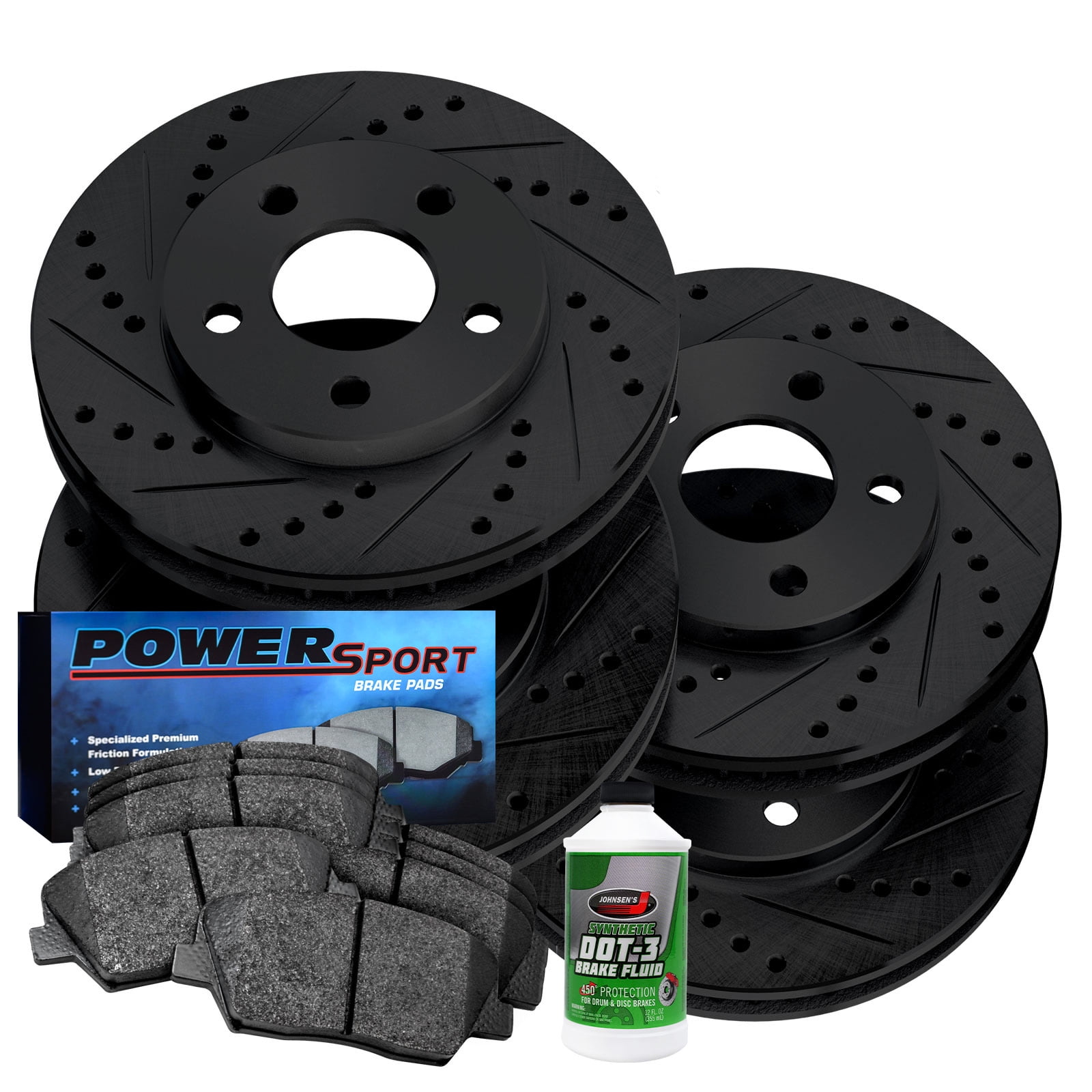 Power Sport Front Rear Brakes and Rotors Kit |Front Rear Brake Pads| Brake  Rotors and Pads|Ceramic Brake Pads and Rotors BBCC.80035.02