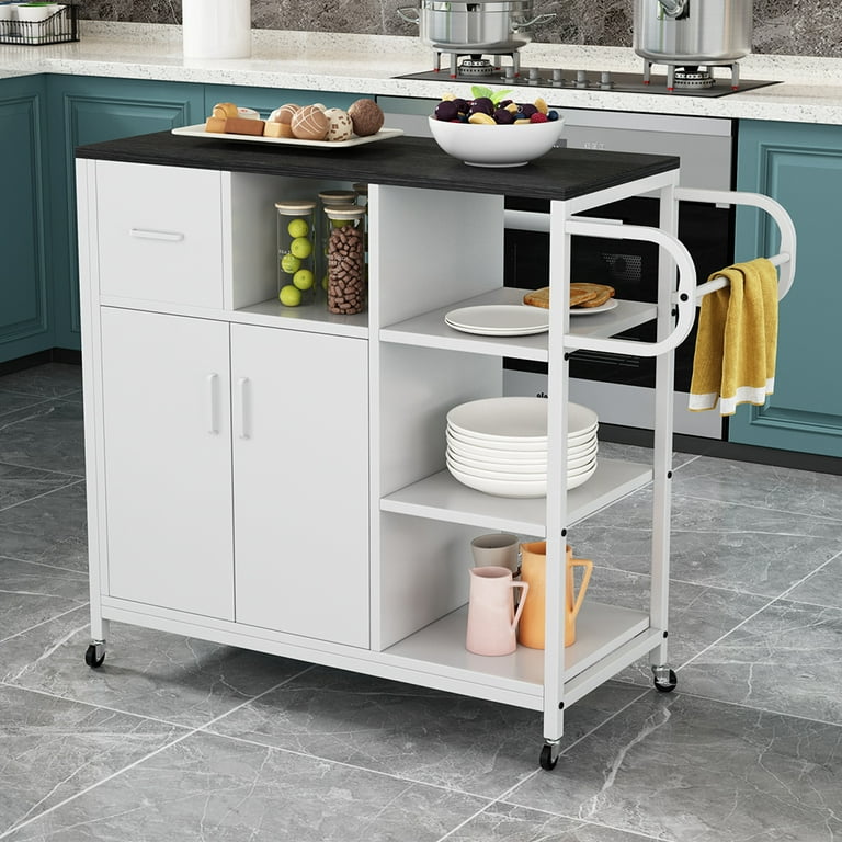 White storage cabinet on wheels deals