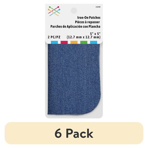 (6 pack) 5"x5" Denim Iron-On Repair Patches,2 Count