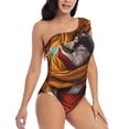 thumbnail image 3 of Pofeuu Meditating French Bulldog Print Women's One Piece Swimsuits One Shoulder Swimwear Asymmetric Ruffle Monokinis Bathing Suits-Medium, 3 of 6
