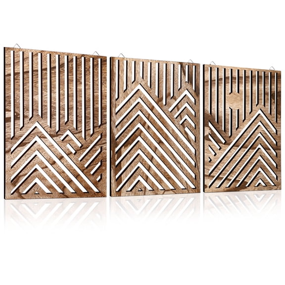 3pcs Wooden Wall Art, Mountain Decor Single Line Minimalist Decor Mountain Wall Art, Abstract Mountain Line Wood Wall Decor Hanging for Living Room Bedroom Bathroom Home Decor
