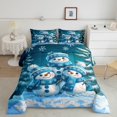 thumbnail image 2 of Feelyou Cartoon Cute Snowman 01, Blue Xmas Tree Twin Comforter Sets, Merry Christmas Reversible Bedding Set, Super Cozy Room Decor,2-Piece, 2 of 8