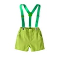 thumbnail image 5 of Odeerbi Toddler Two-piece Set Boys Formal Suit Gentleman School Uniform Suit Summer Outfits Floral Printing Shirts Strap Shorts Suit Short Sleeve Photography Performance Set Mint Green, 5 of 9
