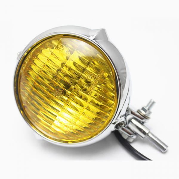 koolsoo 2X Lampe de Phare de Moto 4 Pouces Ambre pour Bobber Chopper +jaune