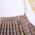 thumbnail image 5 of Coerni Toddler Baby Girls Skirt Set Turtleneck Knitwear Sweater Ribbed Tops And Plaid Pleated Skirt 2Pcs Outfits Set, 5 of 6