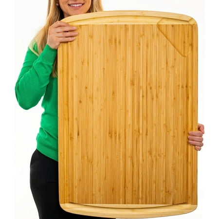 Size XXXL Greener Chef XXXL Bamboo Cutting Board -30x20 Wooden Cutting Boards for Kitchen