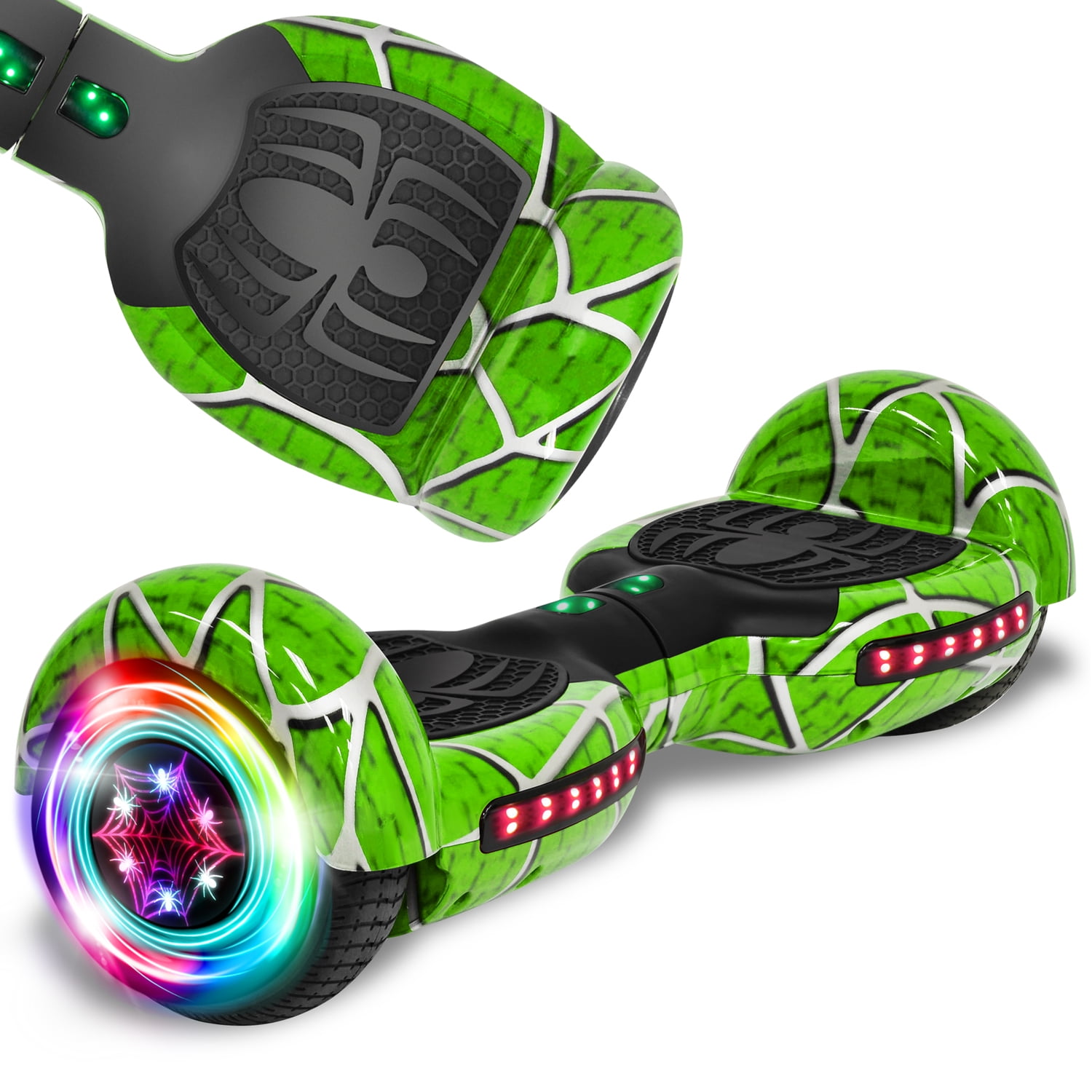 Green 2 roues hoverboard lumières colorées scooter 8 pouces