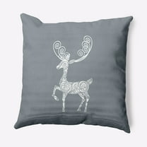 16" x 16" Simply Daisy Fancy Holiday Reindeer Christmas Polyester Indoor/Outdoor Pillow, Dusty Grey (1 Count)