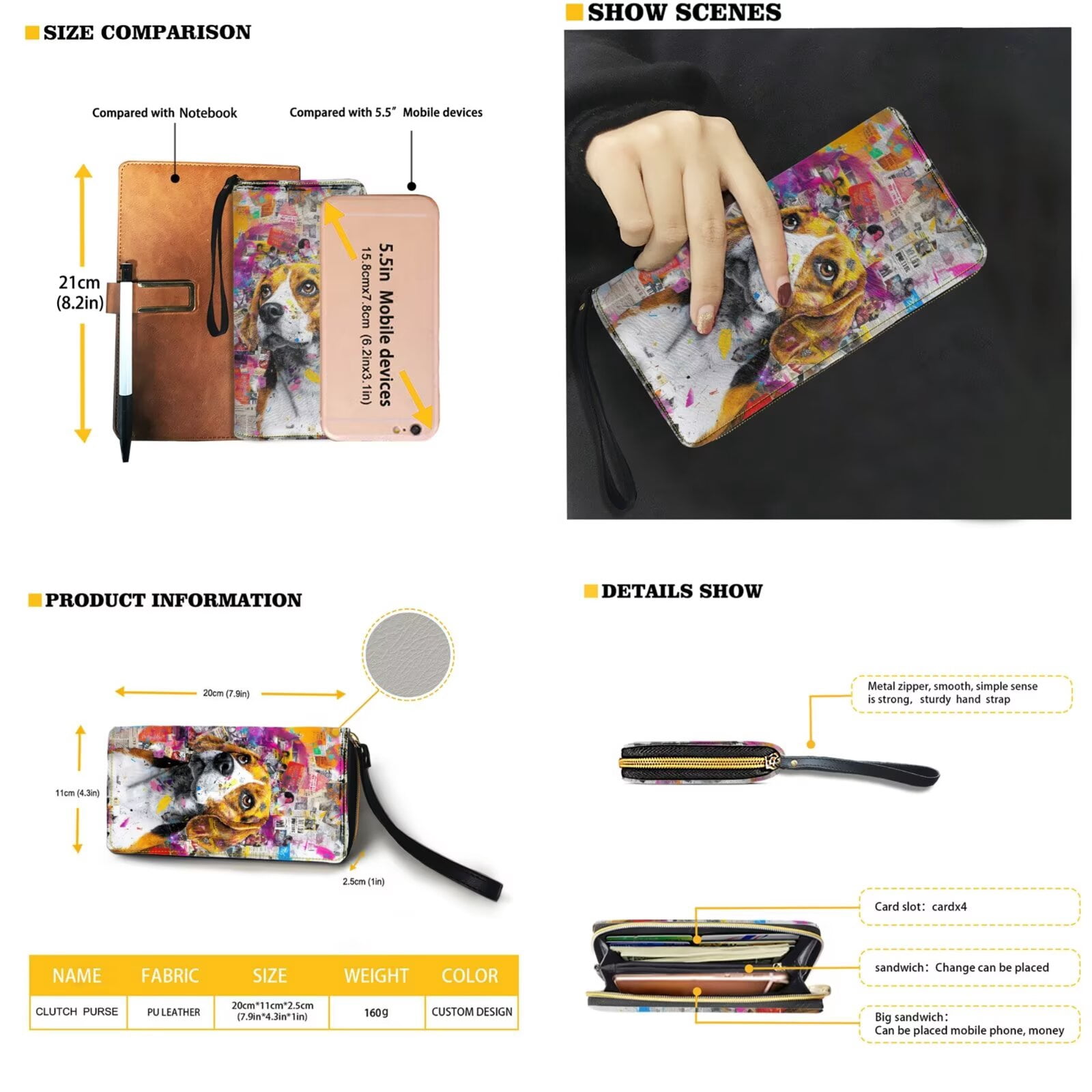 TSOVTHRID Handbag and Wallet Set Beagle Dog Paint Splatter Print Large Shoulder Tote Bag Top Handle Purse with Matching Wallet PU Leather Clutch Purse Satchel Handbag for Women