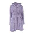 thumbnail image 5 of Bath Robe Women's, Hugcore Plush Absorbency Robe for Women Extra Long Fleece Bathrobe with Hood & Pockets | Warm Cloth Loungewear Robes for Women Purple M, 5 of 5