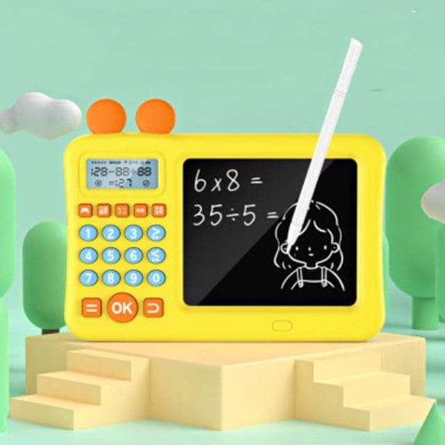 Calculadora para niños Jadeshay con tableta de escritura y bloc de notas