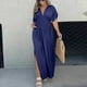 thumbnail image 2 of Vestido largo sexy con abertura y cuello en V para mujer: tejido ligero y fluido, corte holgado, adecuado para fiestas, citas y vacaciones, disponible en varias tallas., 2 of 8